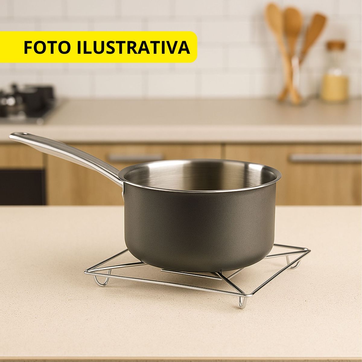 Descanso de Panela Quadrado de Metal 18x18cm