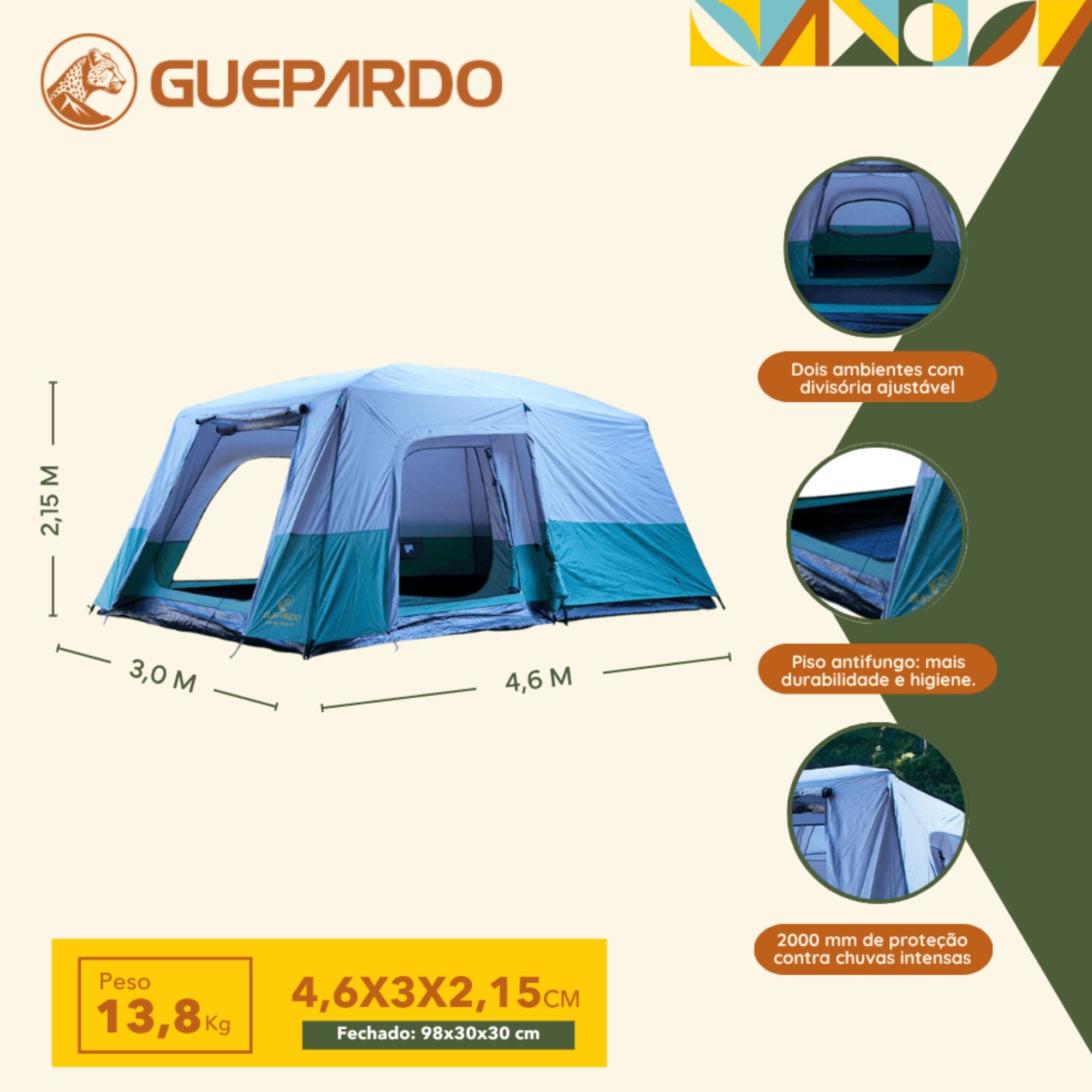 Barraca Family Guepardo Titan Capacidade de 6+6