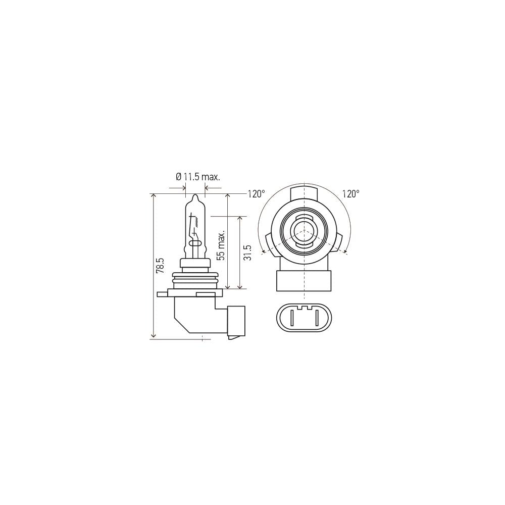 Lâmpada Hir2 12v 55w Px22d 9012ll Hella 9012LL Hyundai IX35