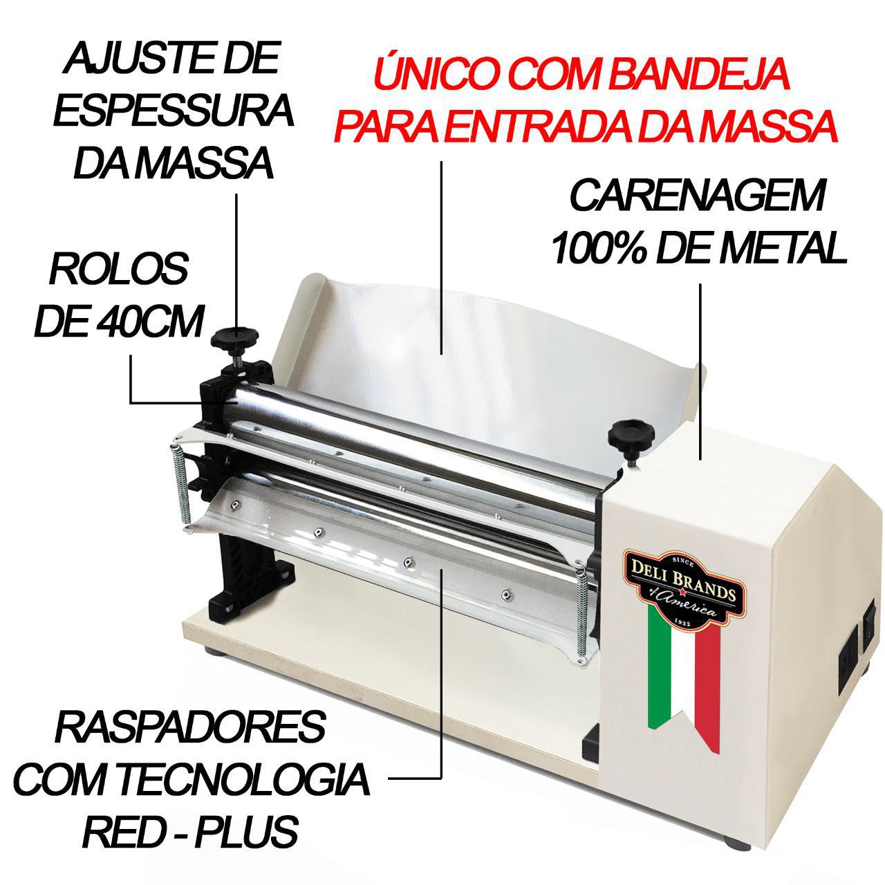 Laminador de Massa Elétrico 40cm Robusto e Eficiente Bivolt