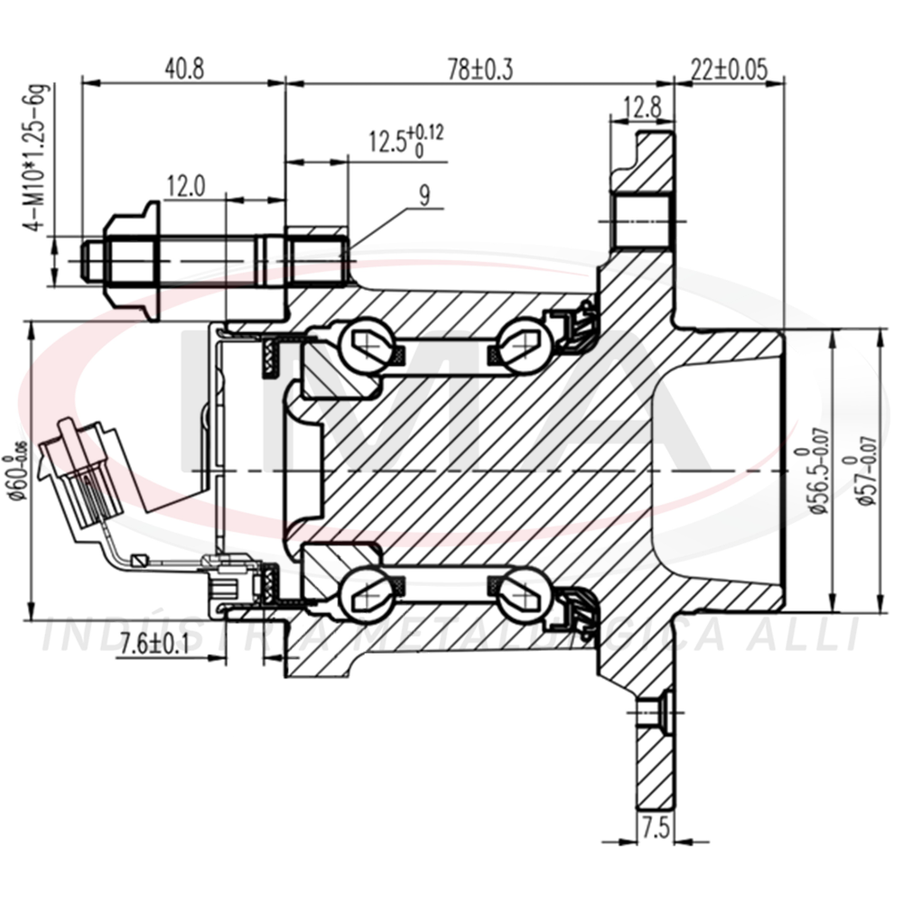 Cubo de Roda Traseiro com Rolamento Ima AL-118 GM Montana