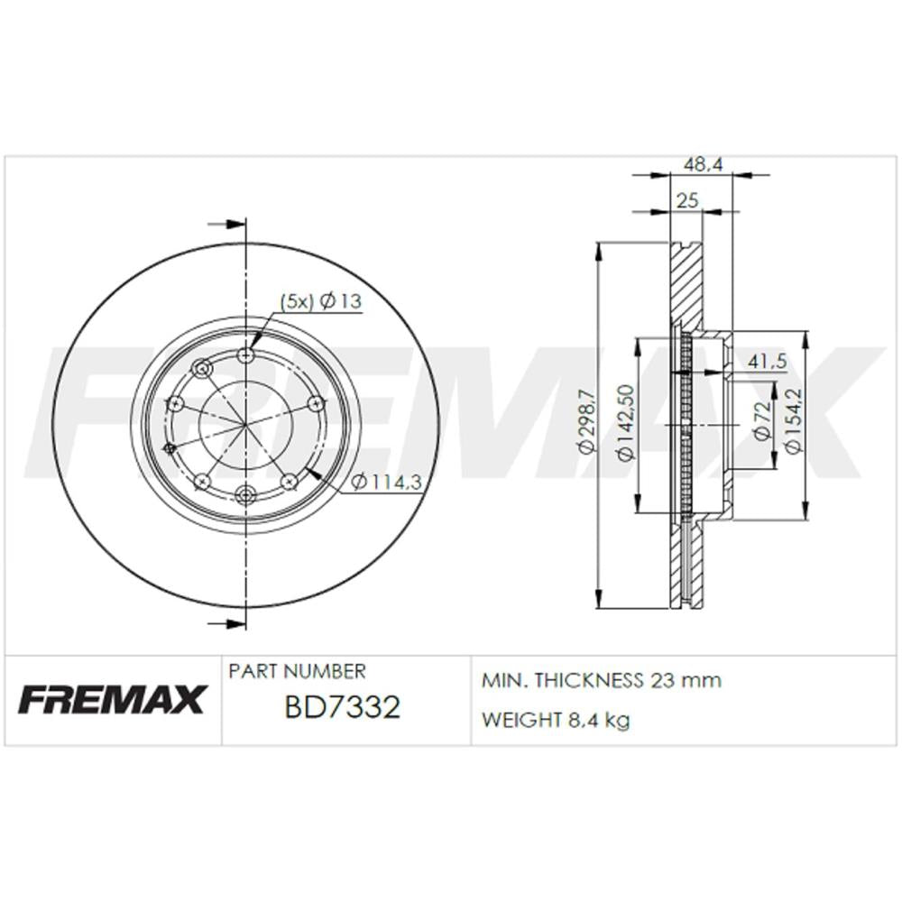 Disco de Freio Ventilado Dianteiro Fremax BD7332 Caixa com 2 Ford Fusion