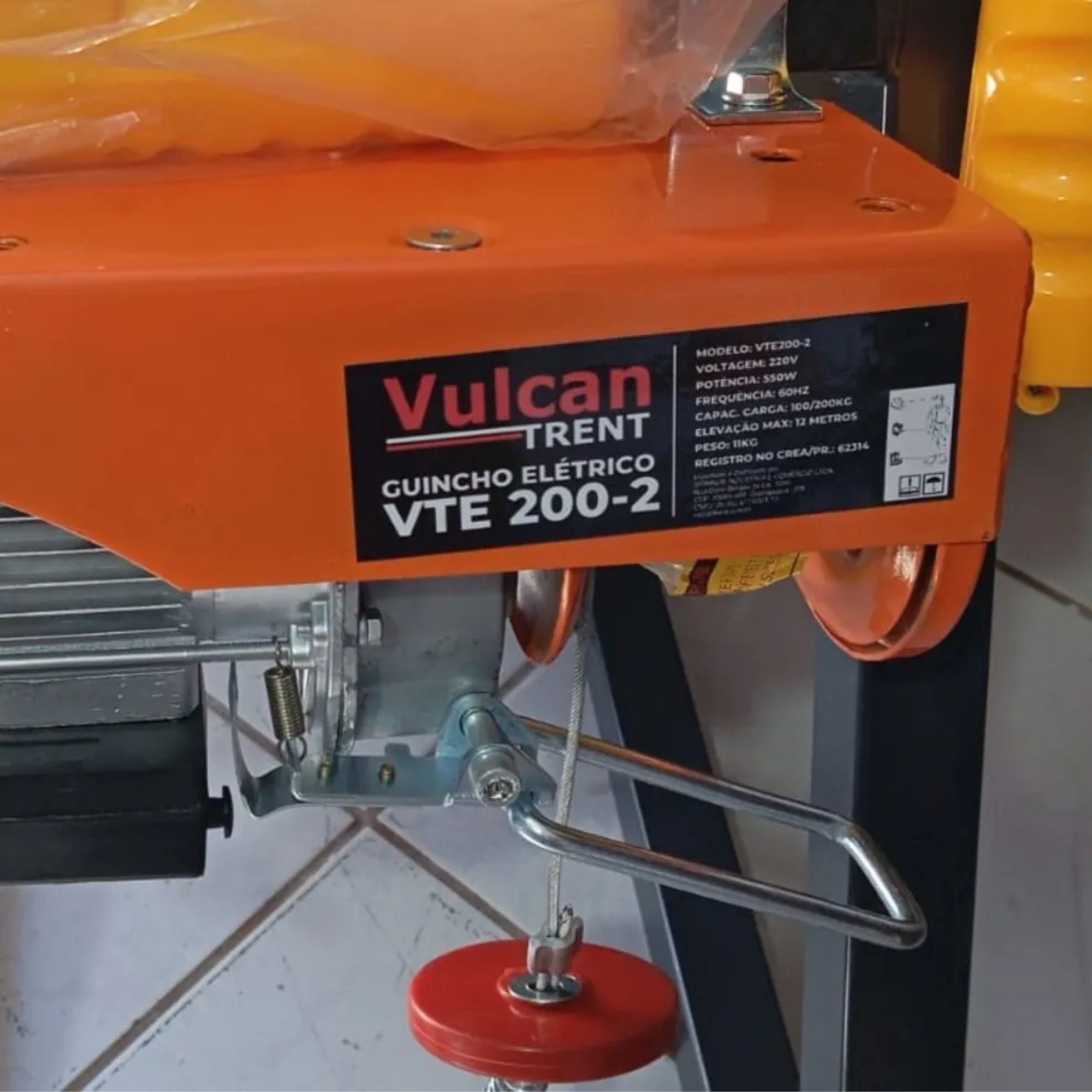 Guincho Elétrico 550W 100/200kg 220V 12m Vulcan VTE200-2