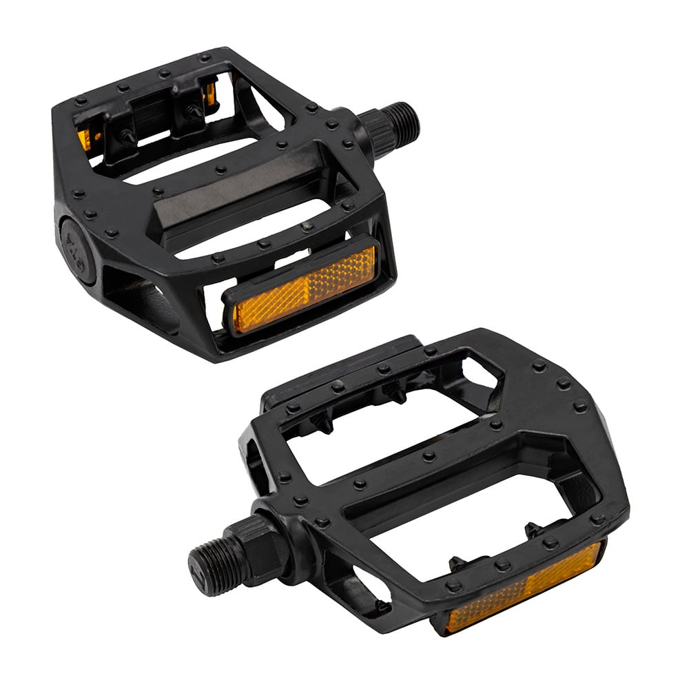 Pedal 1/2 plataforma alumínio preto com esfera eixo aço