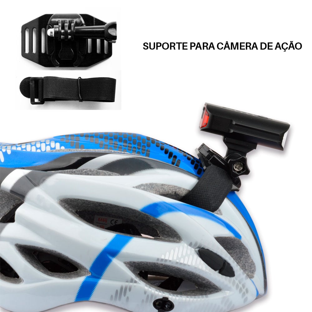 Farol com sinalizador traseiro led cree xpg3 600 lumens recarregavel usb 1200 mah com suporte para capacete – foto 3