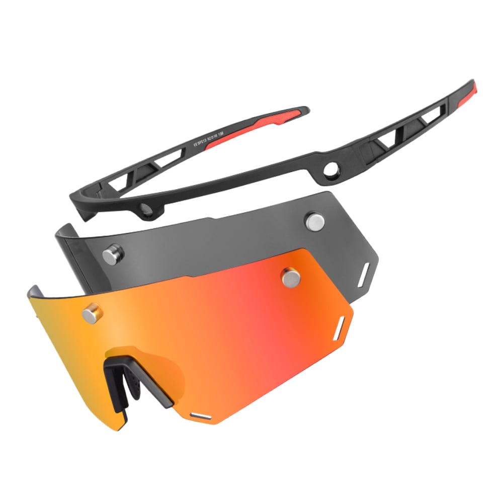 Óculos para ciclismo polarizado gta magnet preto e vermelho