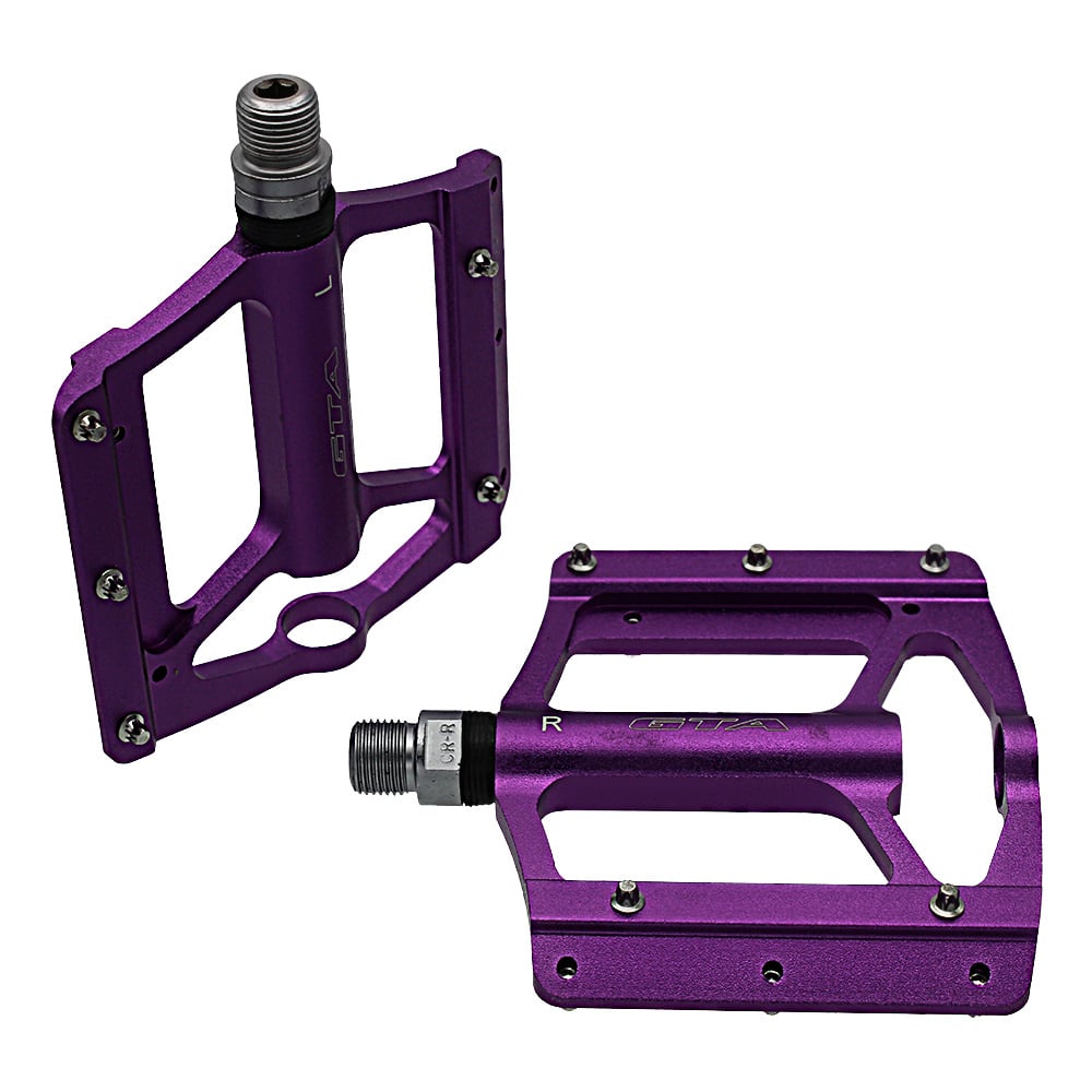 Pedal 9/16 colorido plataforma alumínio roxo com eixo em cromoly com rolamentos selados e pinos removíveis – foto 2