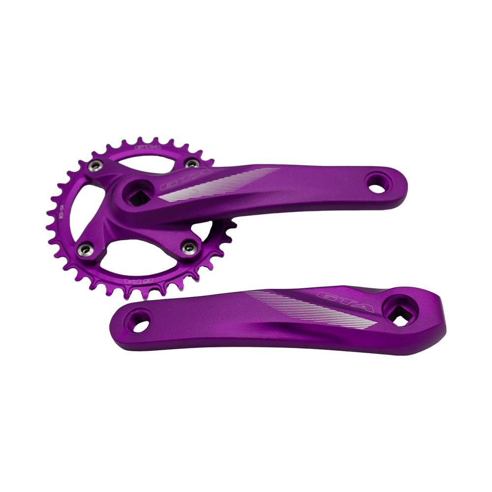 Pedivela single ponta quadrada roxo com braço 170mm em alumínio e coroa 34 dentes – foto 2