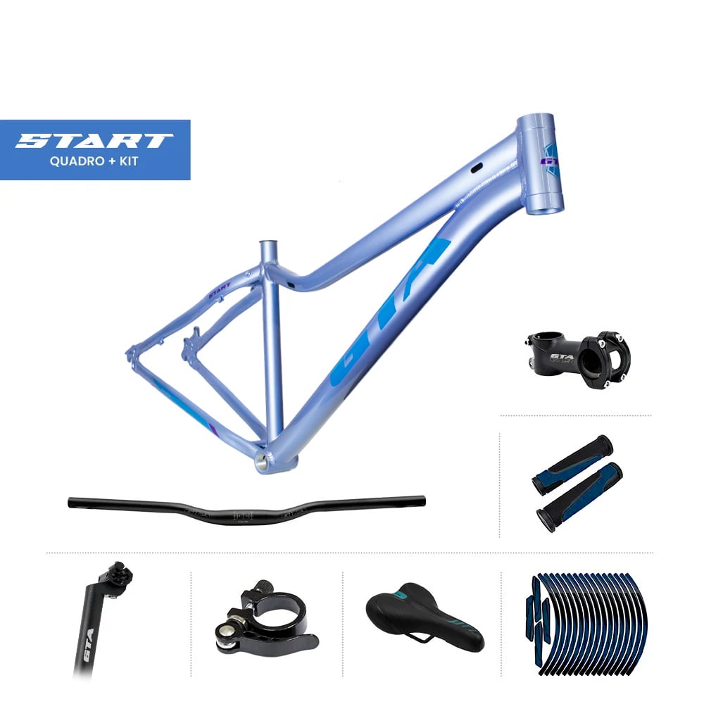 Quadro 29 alumínio gta start tamanho 15.5 fem azul e roxo (novo design) com cabeamento interno acompanha kit