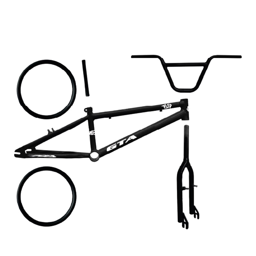 Quadro 20 bmx gta flip preto com kit (par de aro, guidao, garfo e canote)