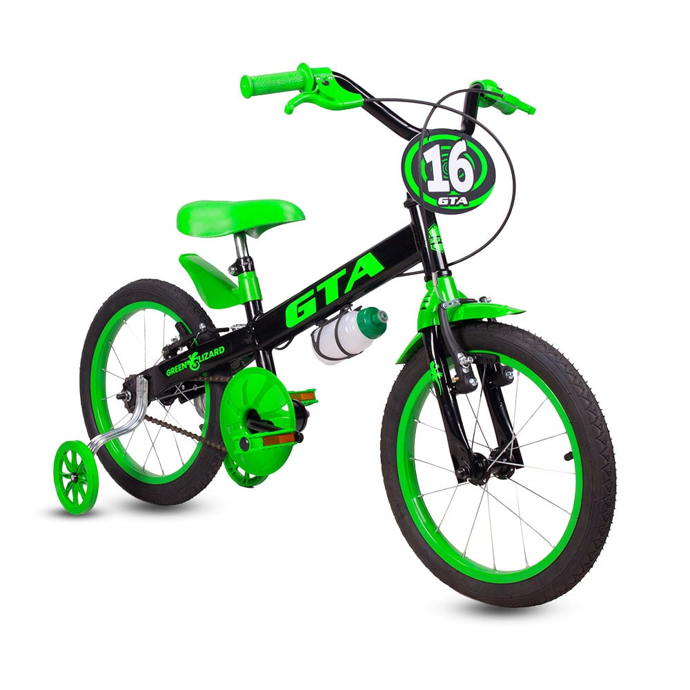 Bicicleta infantil aro 16 gta green lizard preto/verde