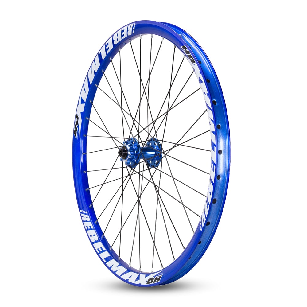 Roda montada (par) aro 26 gta rebelmax azul com cubo barulhento azul freeride freio a disco – foto 4