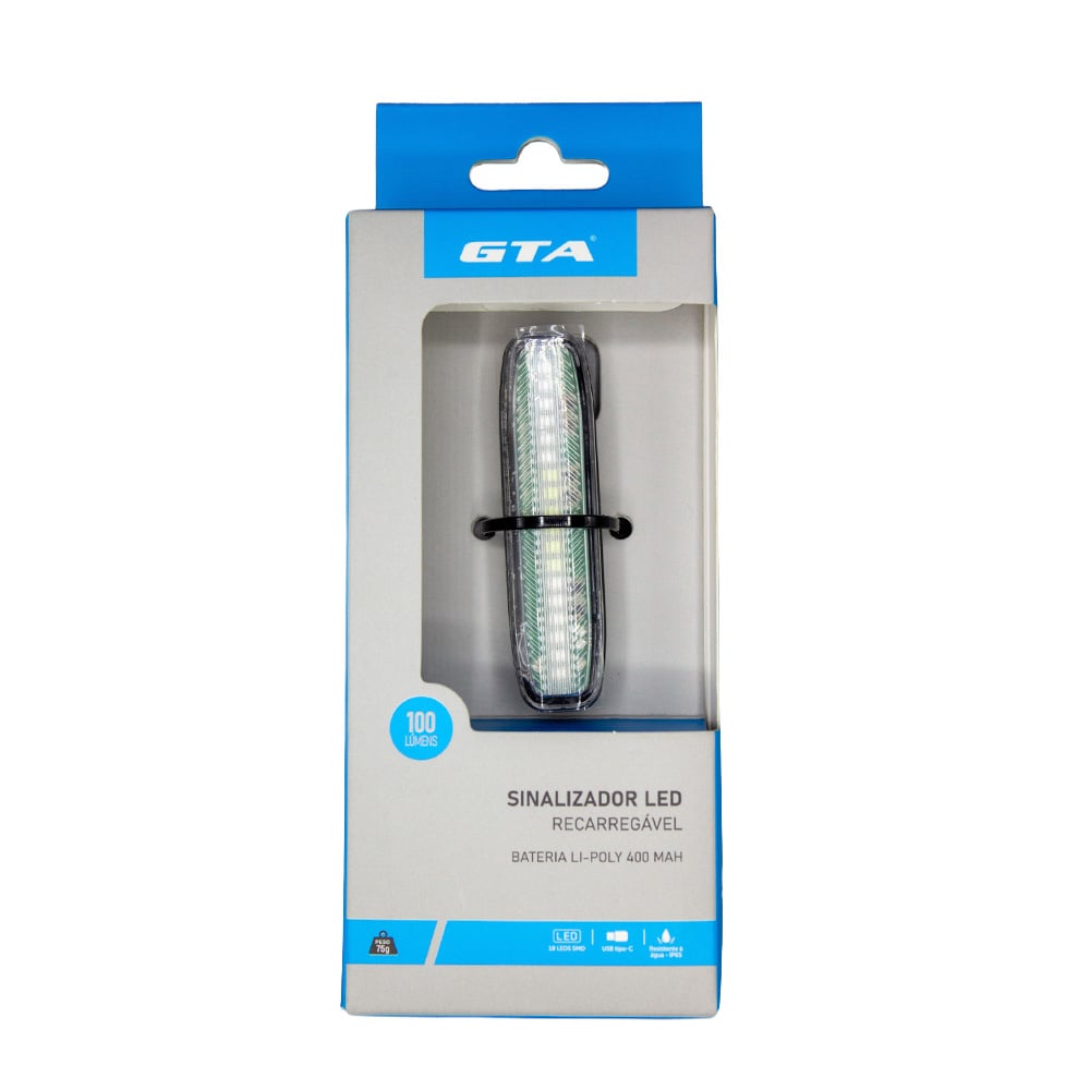 Sinalizador traseiro 100 lumens branco/azul/vermelho recarregavel usb – foto 3