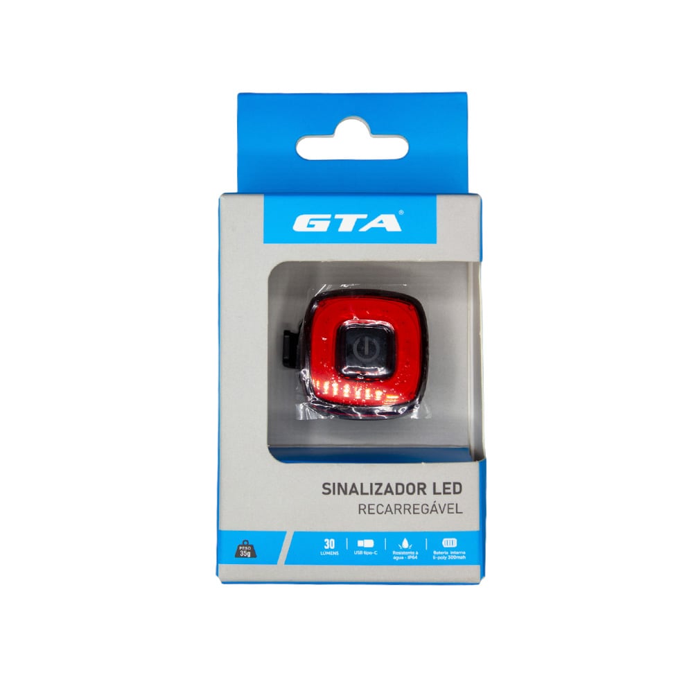 Sinalizador traseiro vermelho 30 lumens quadrado recarregavel usb – foto 7
