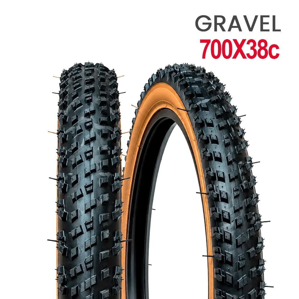 Pneu 700 x 38c gravel preto com faixa marrom