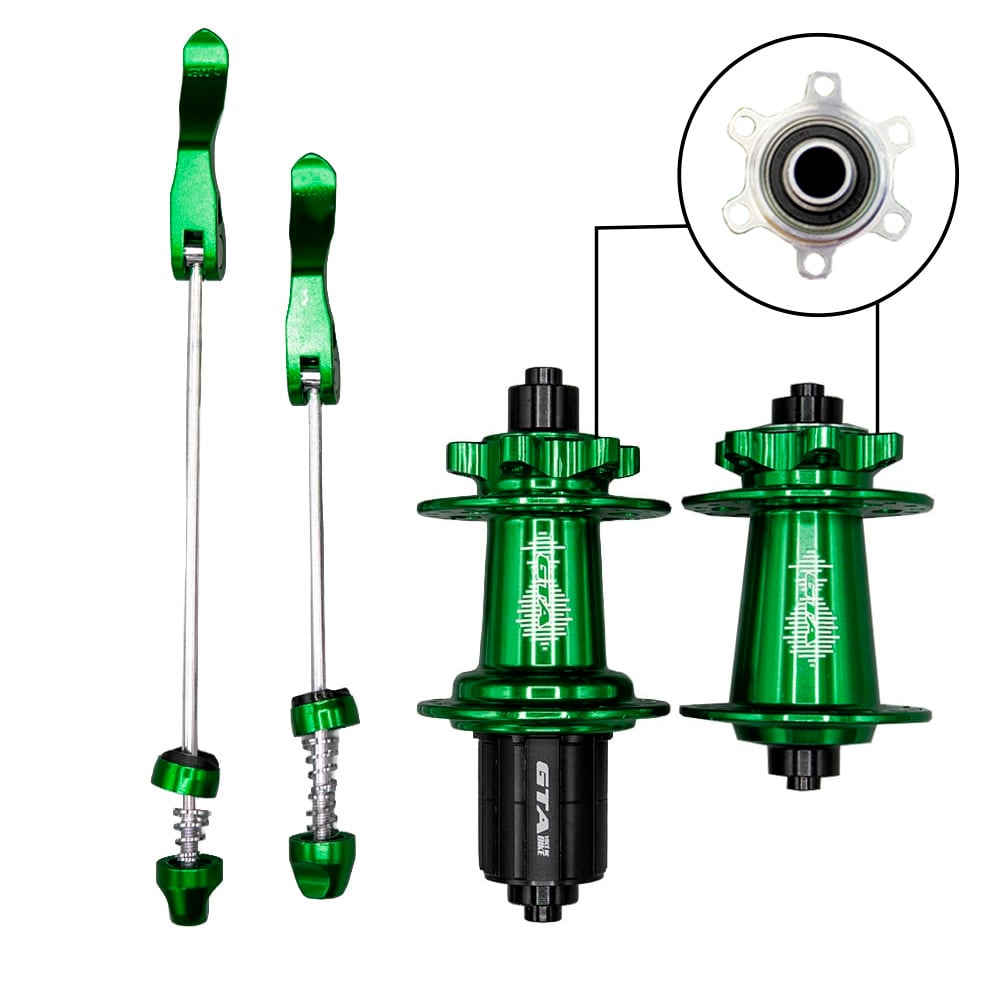 Cubo barulhento aluminio par com rolamento verde para cassetes de 8 a 12 velocidades com blocagem freehub 6 paws (barulhento)