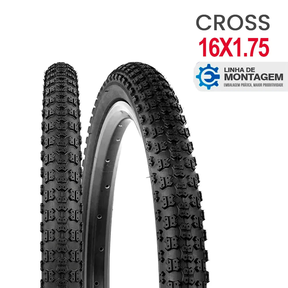 Pneu 16 x 1.75 cross preto - Embalagem Linha de Montagem