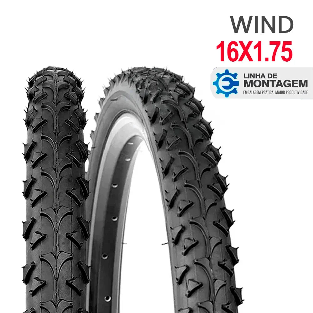 Pneu 16 x 1.75 wind preto - Embalagem Linha de Montagem