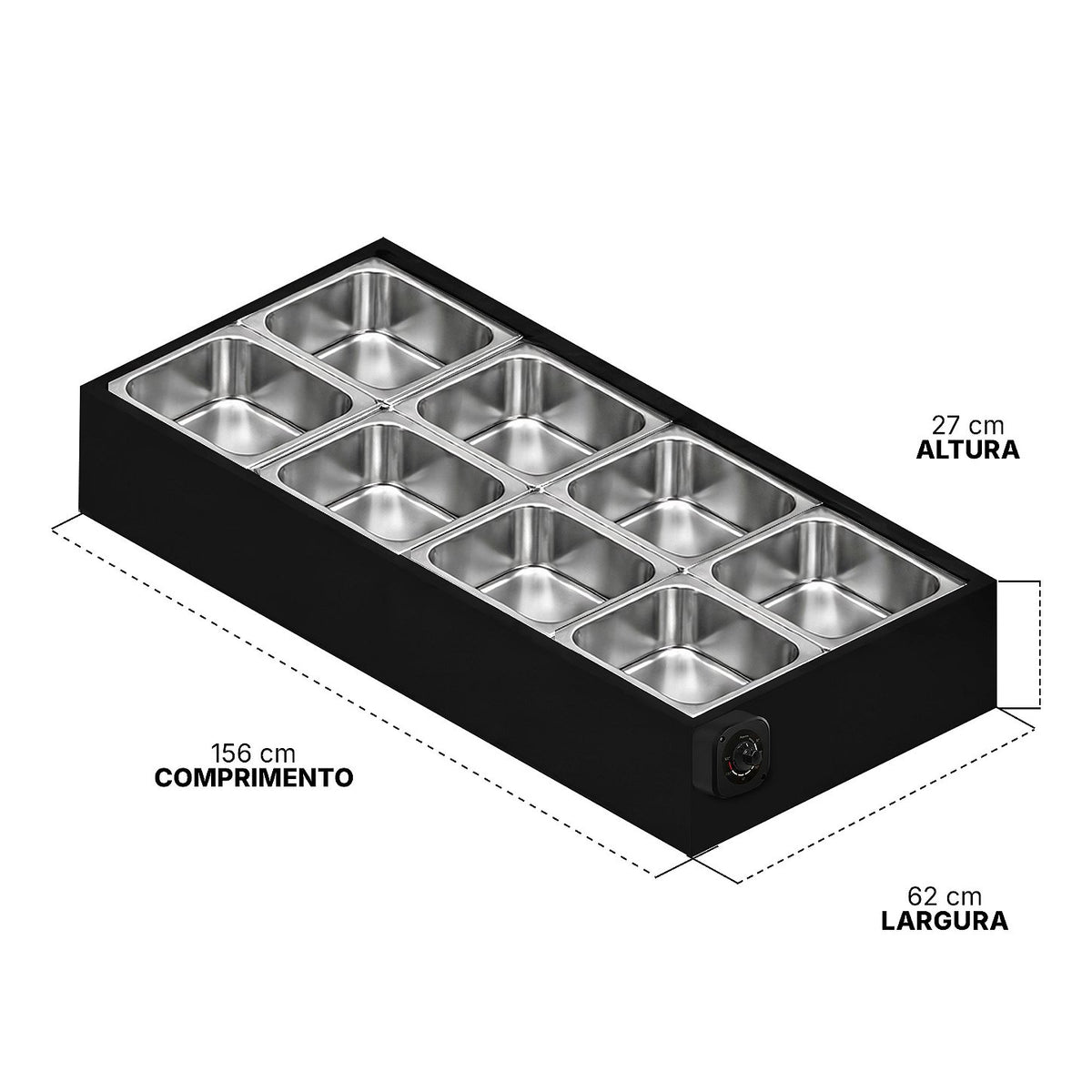 Buffet Térmico de Mesa Aquecido Saro BFM8 8 Cubas com Tampa