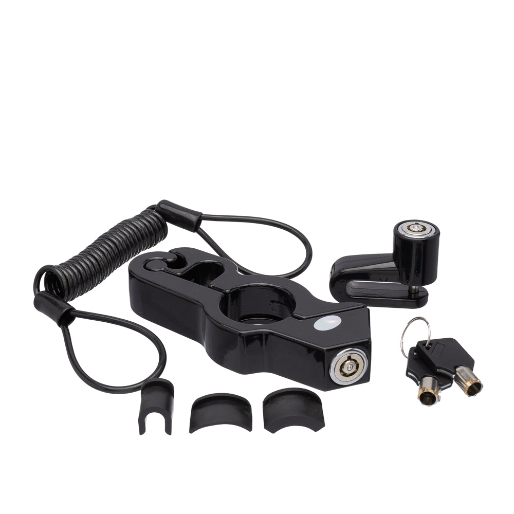 Trava (Kit com 3 Peças) Lokk Security Anti-Furto – Preto (Trava de Disco + Trava de Manete + Cabo Lembrete)