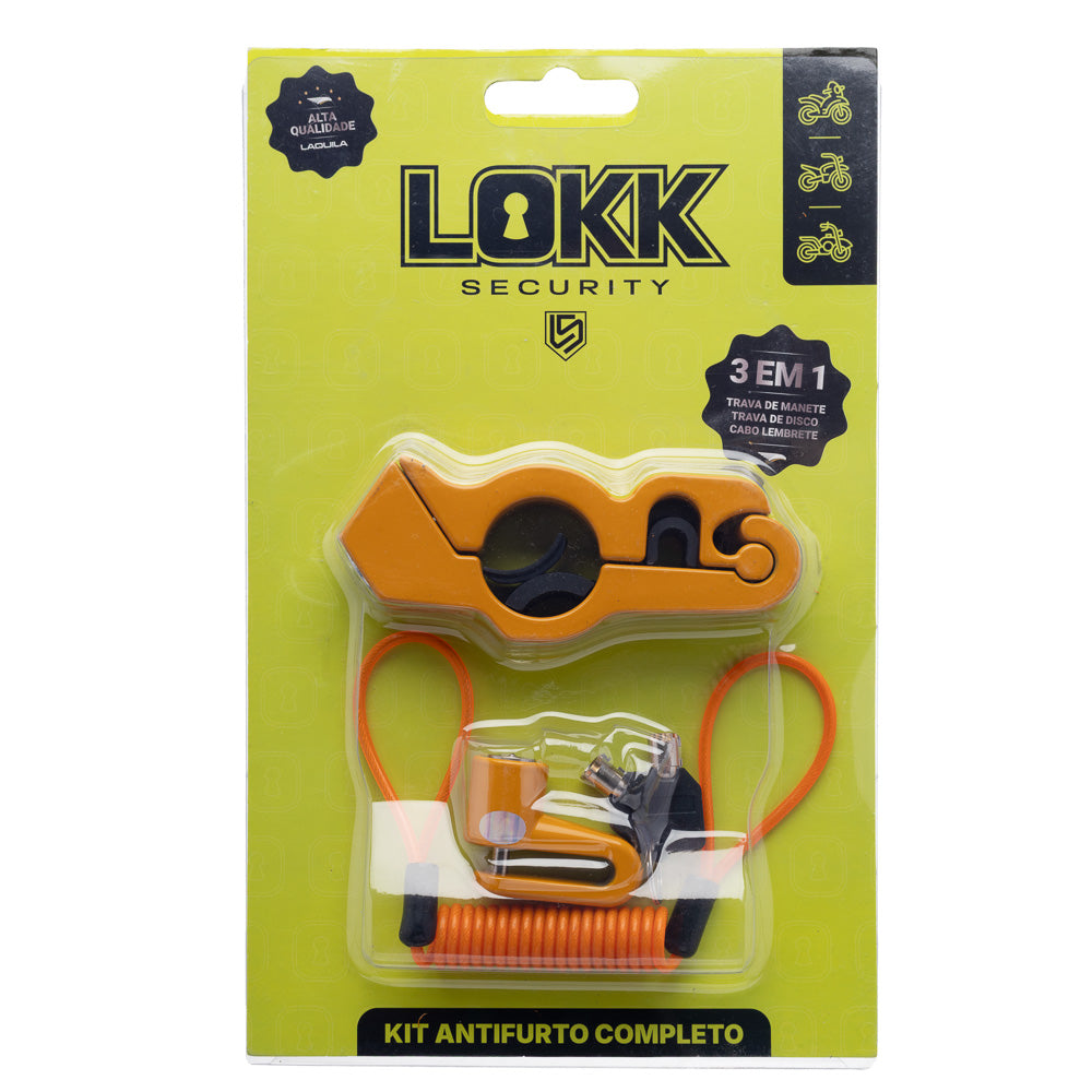 Travas Kit com 3 Peças Lokk Security Laranja