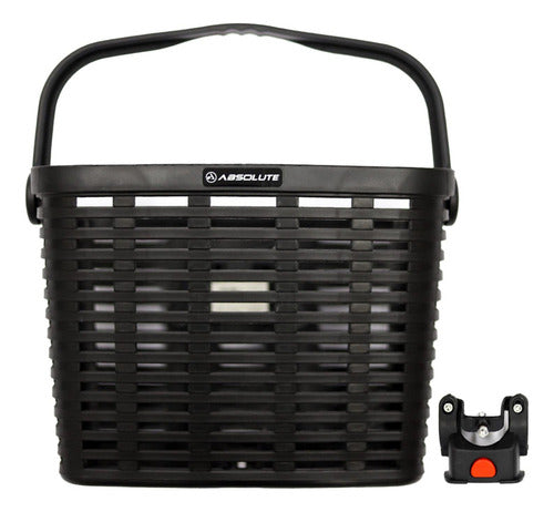 Cesta Dianteira Removível C/ Alça Plástico P/ Bike Preta