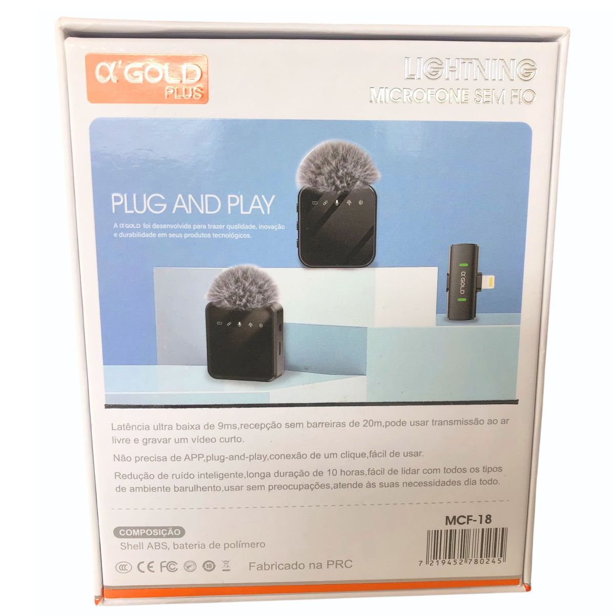 Microfone Lapela Sem Fio MCF-18 para iPhone Lightning