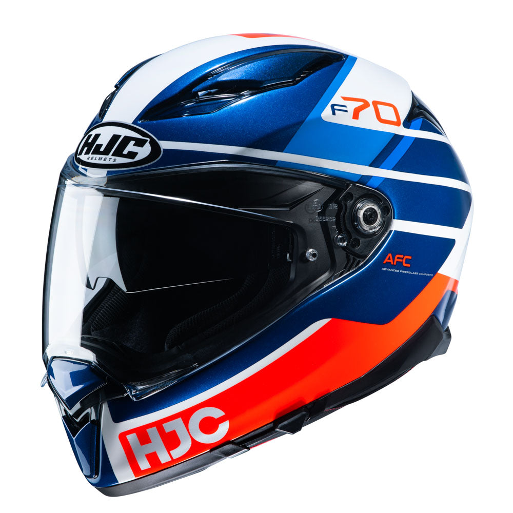 Capacete HJC F70 Tino Azul Branco e Laranja – foto 1