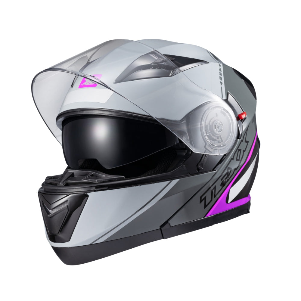 Capacete Texx Escamoteável Gladiator V3 Makan Cinza Rosa Brilho – foto 8