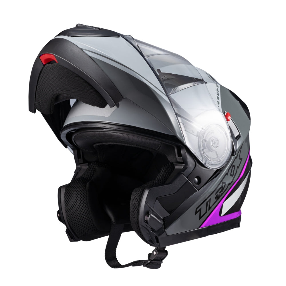 Capacete Texx Escamoteável Gladiator V3 Makan Cinza Rosa Brilho – foto 10