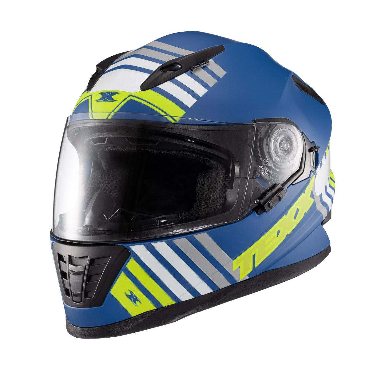 Capacete Texx Fechado Wing Grid Azul Verde Branco – foto 5