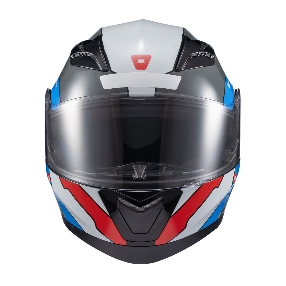 Capacete Texx Escamoteável Gladiator V3 Reisen Azul Vermelho Branco Brilho – foto 1