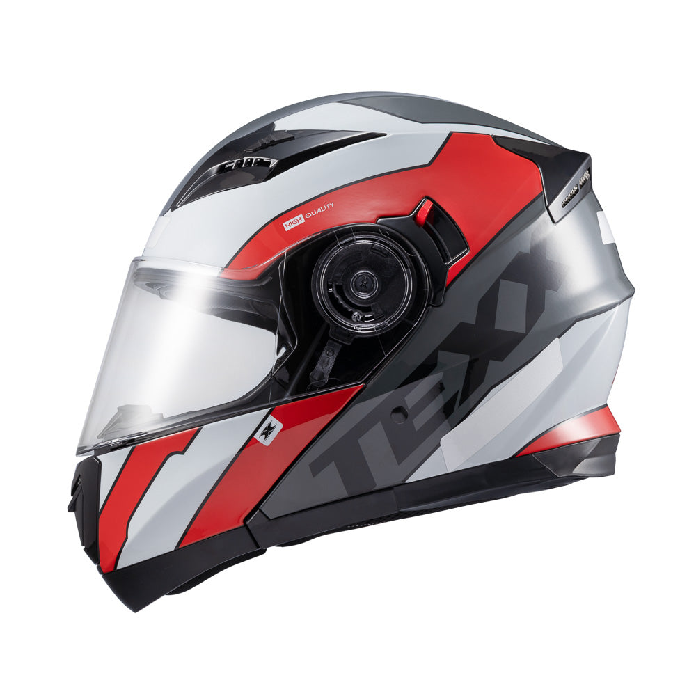Capacete Texx Escamoteável Gladiator V3 Reisen Vermelho Branco Brilho – foto 3