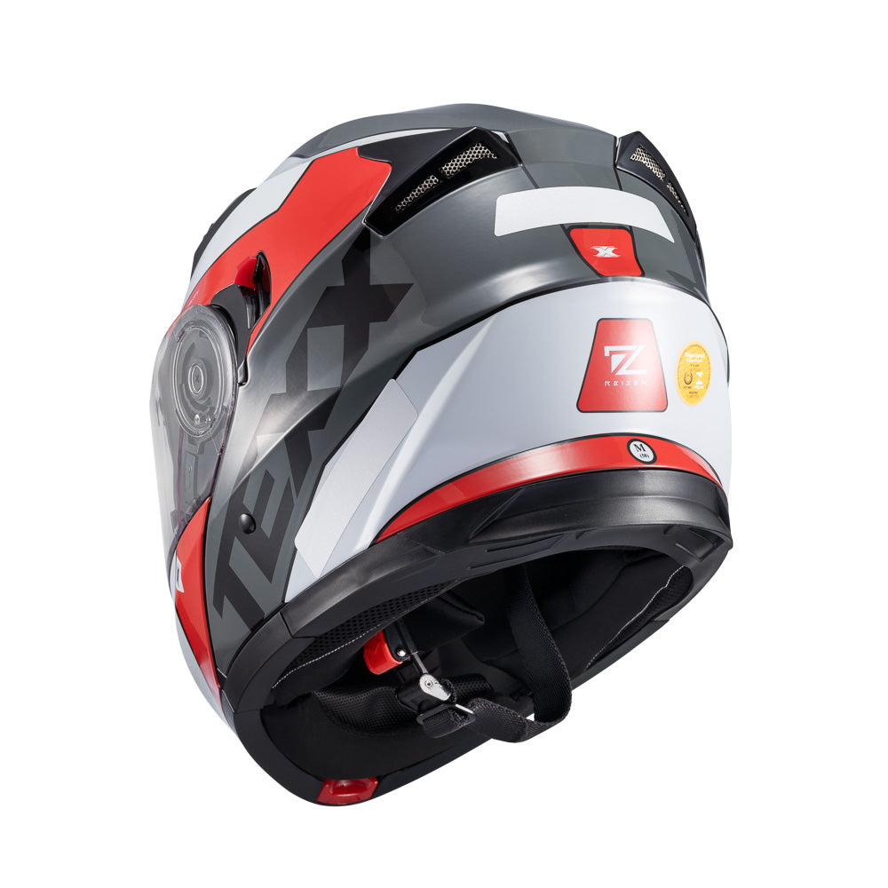 Capacete Texx Escamoteável Gladiator V3 Reisen Vermelho Branco Brilho – foto 4