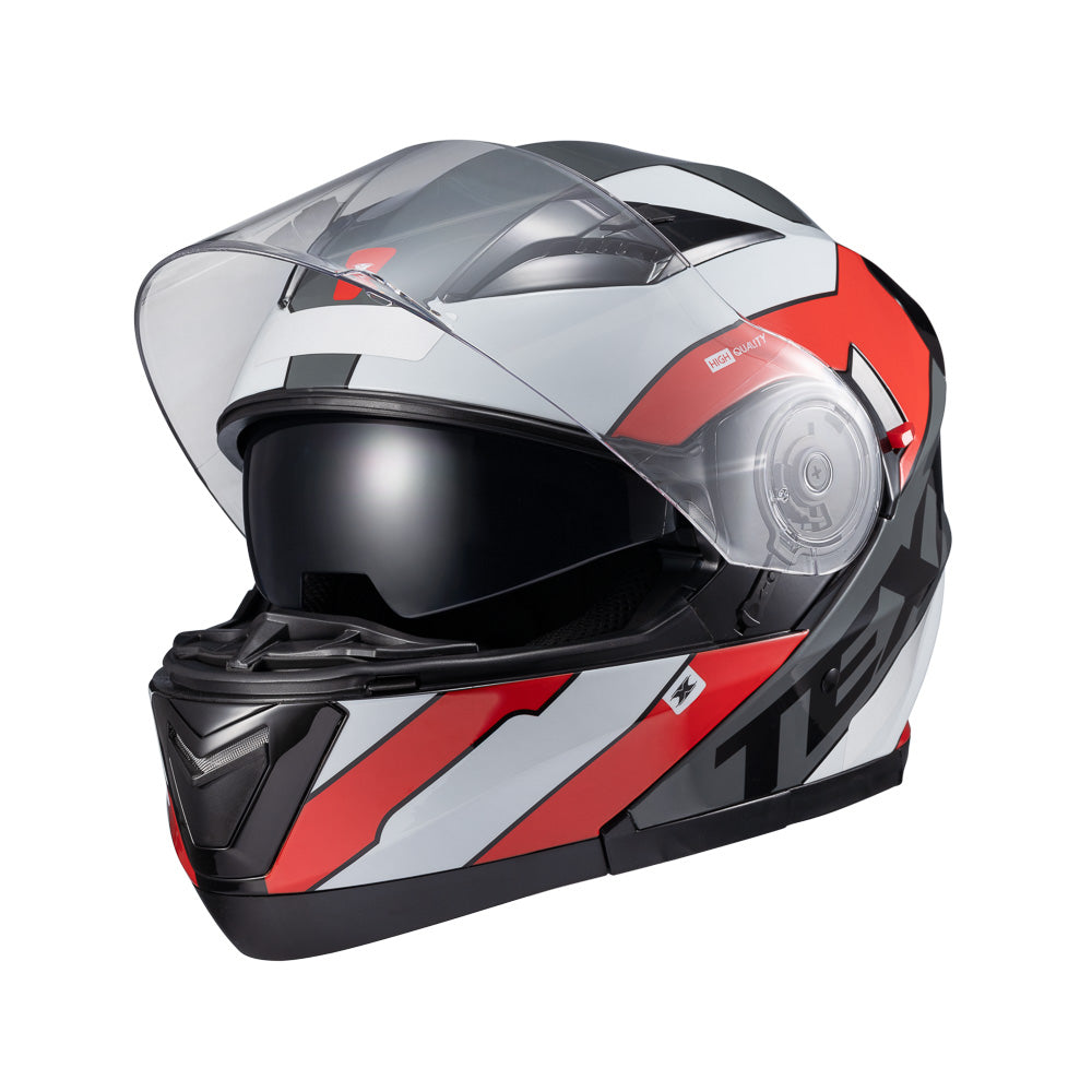 Capacete Texx Escamoteável Gladiator V3 Reisen Vermelho Branco Brilho – foto 8