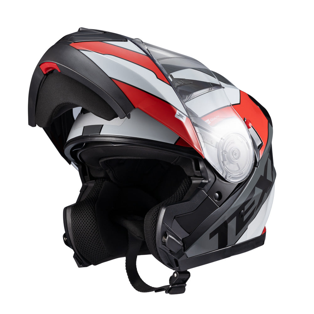 Capacete Texx Escamoteável Gladiator V3 Reisen Vermelho Branco Brilho – foto 10