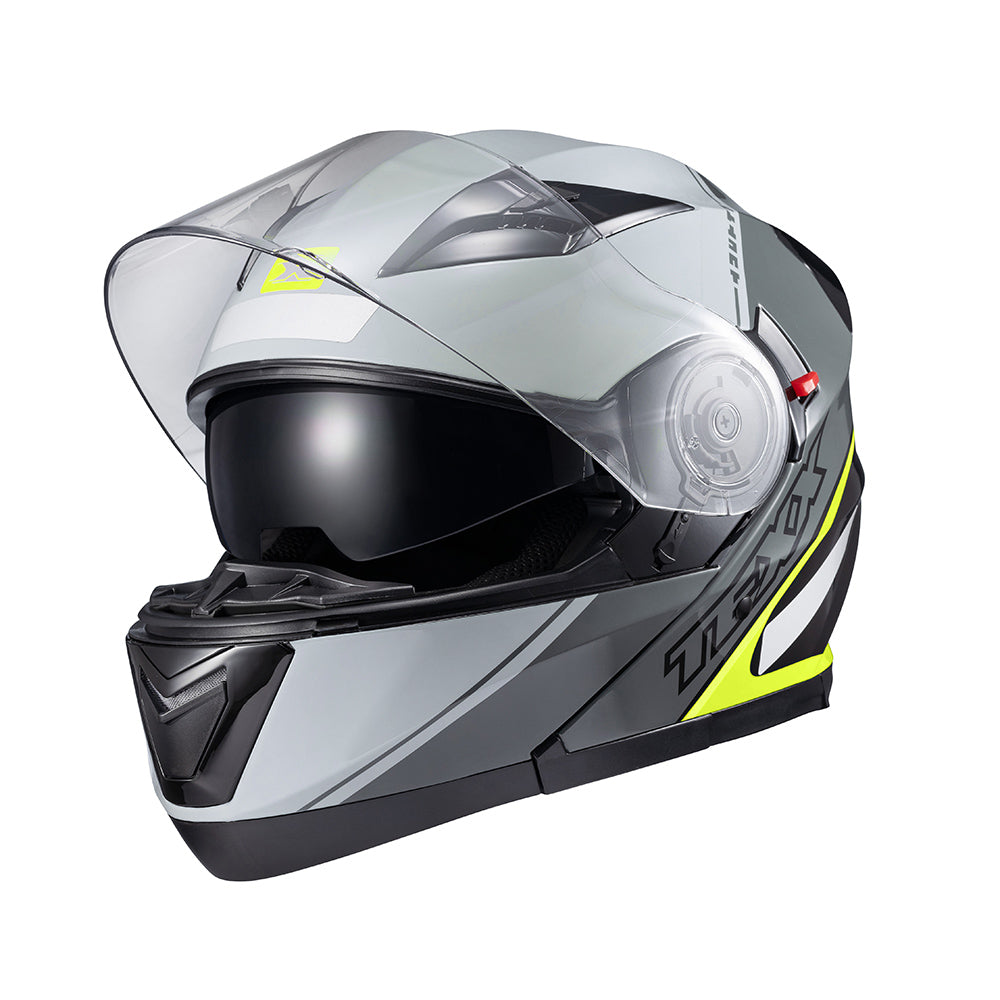 Capacete Texx Escamoteável Gladiator V3 Makan Cinza Verde Brilho – foto 8