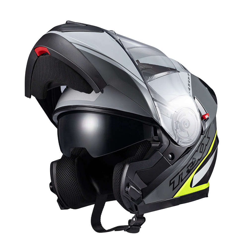 Capacete Texx Escamoteável Gladiator V3 Makan Cinza Verde Brilho – foto 9