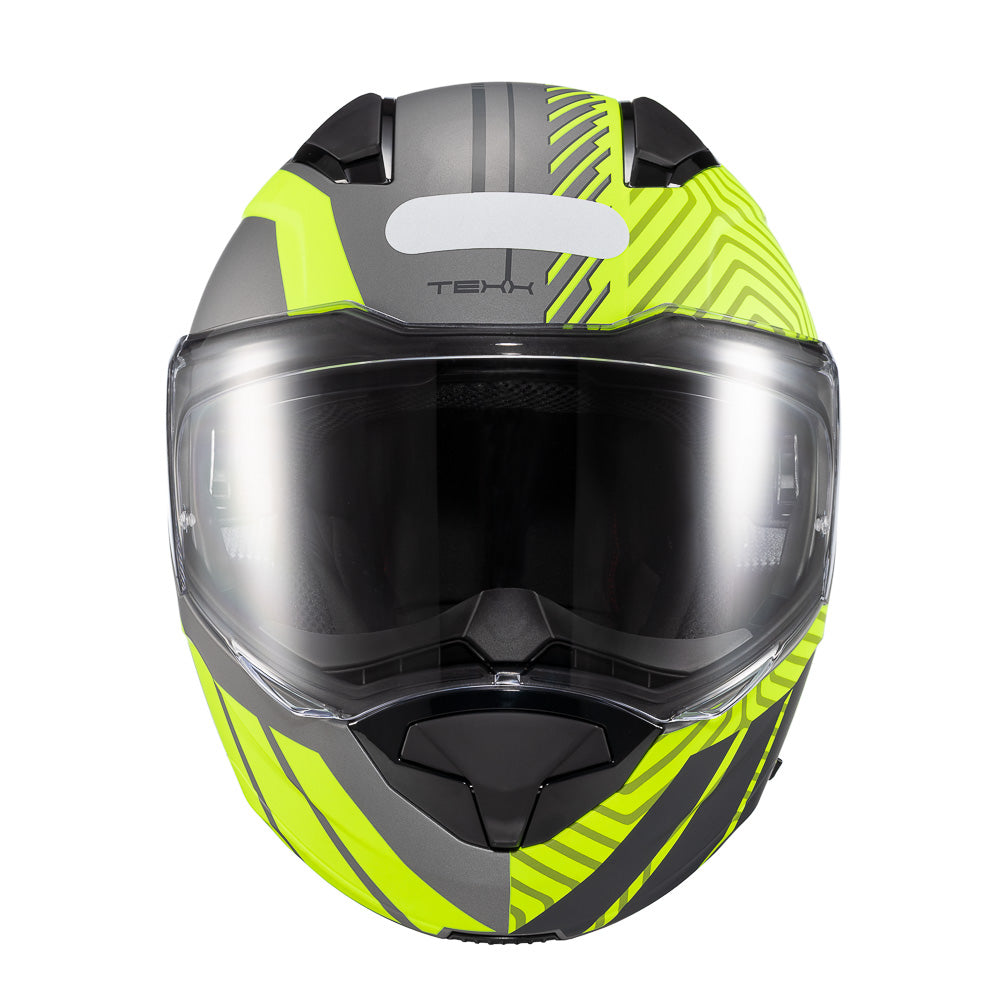 Capacete Texx Escamoteável Kratos Cyber Cinza Verde Fosco – foto 1
