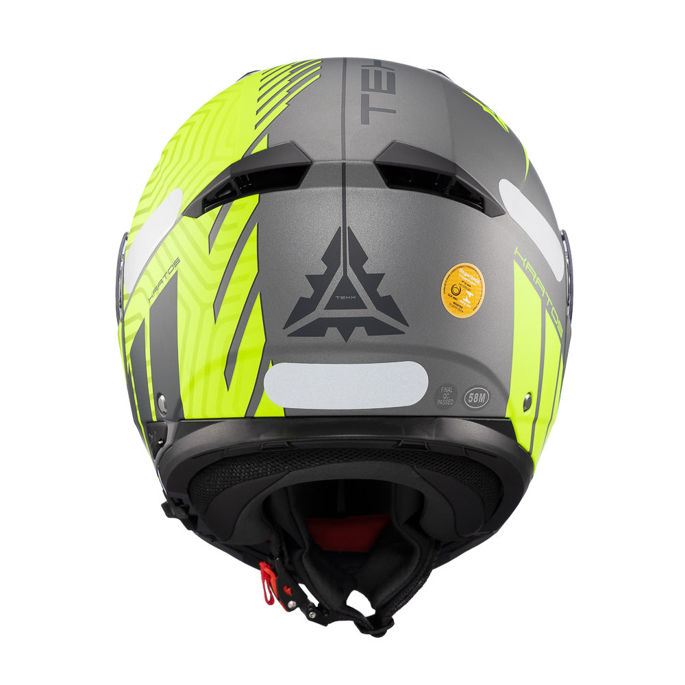 Capacete Texx Escamoteável Kratos Cyber Cinza Verde Fosco – foto 5
