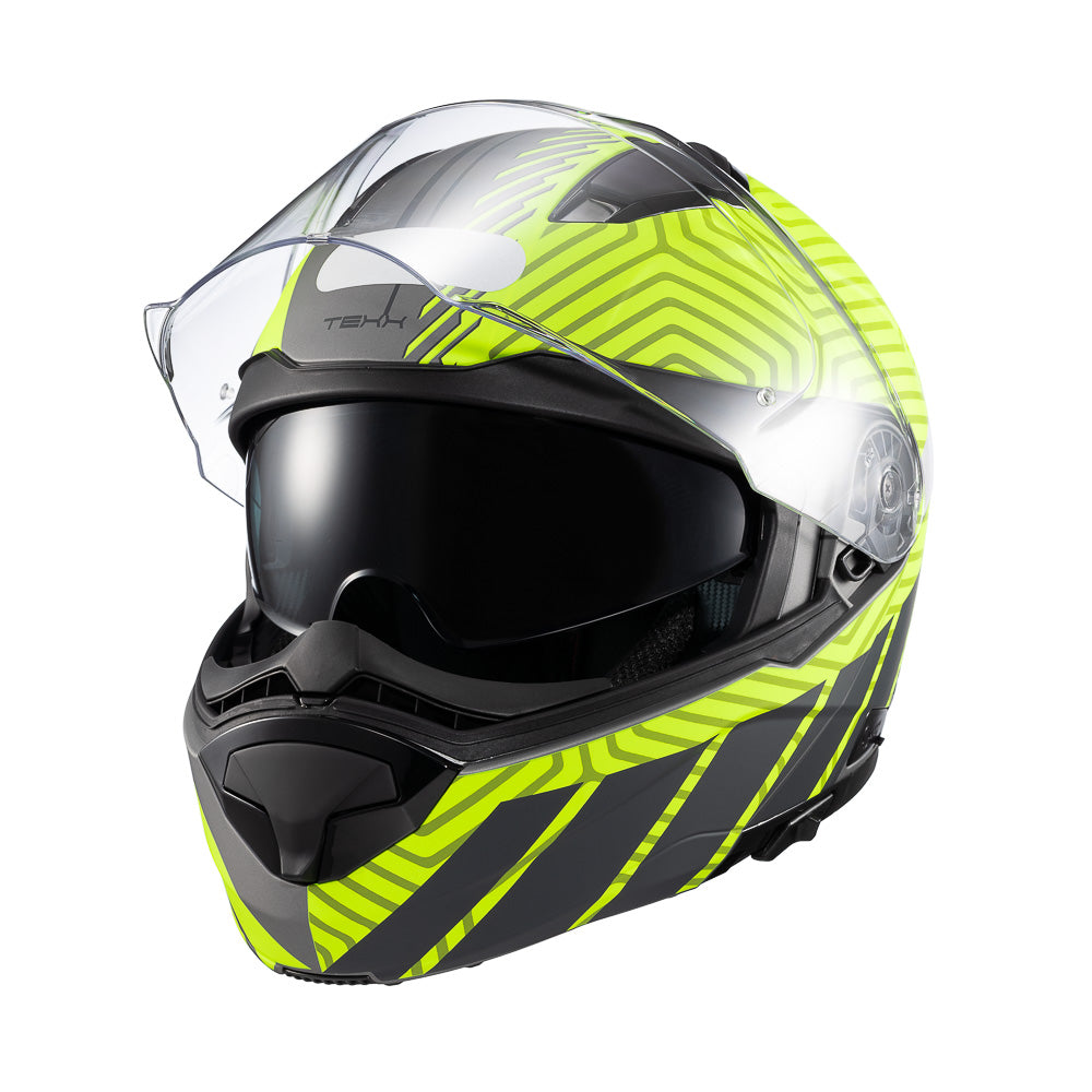 Capacete Texx Escamoteável Kratos Cyber Cinza Verde Fosco – foto 7