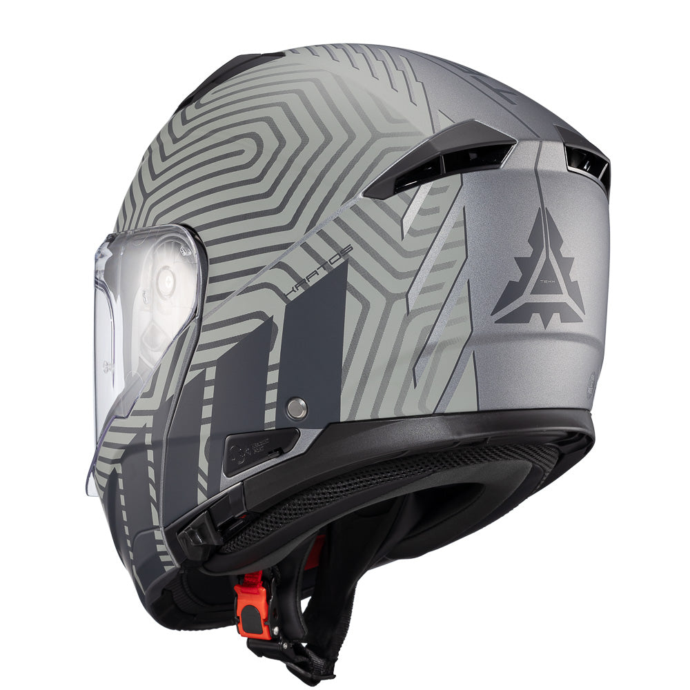 Capacete Texx Escamoteável Kratos Cyber Cinza Fosco – foto 3