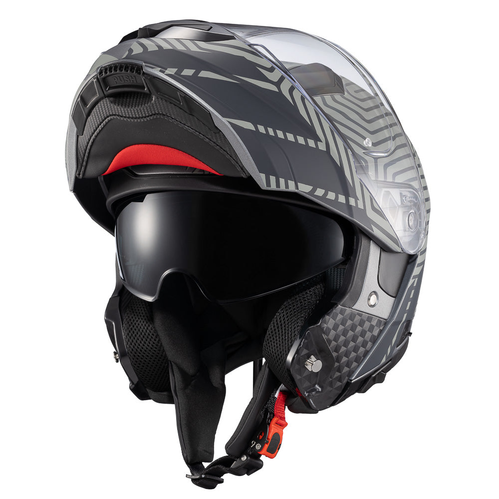 Capacete Texx Escamoteável Kratos Cyber Cinza Fosco – foto 7