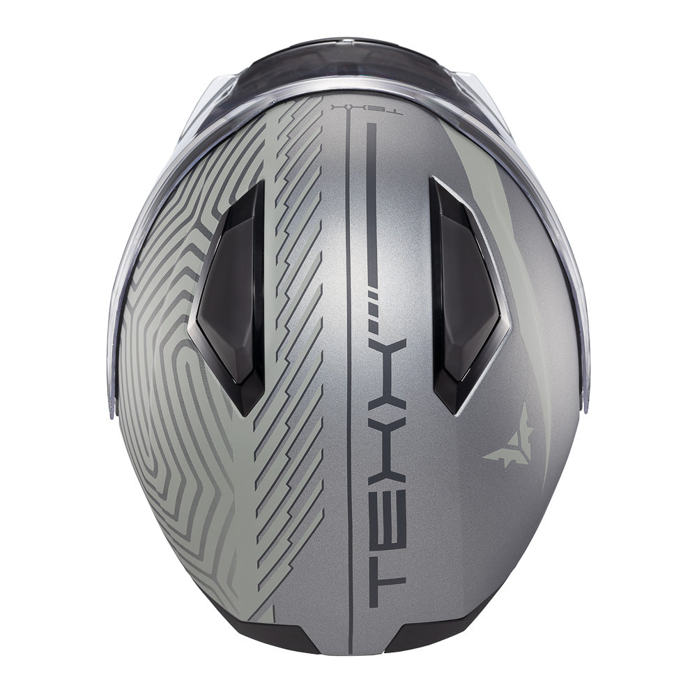 Capacete Texx Escamoteável Kratos Cyber Cinza Fosco – foto 9