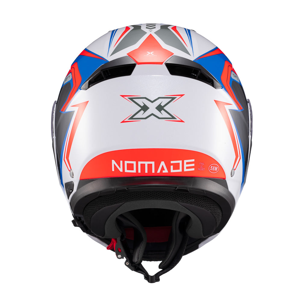 Capacete Texx Escamoteável Kratos Nomade Branco Azul Vermelho Brilho – foto 4