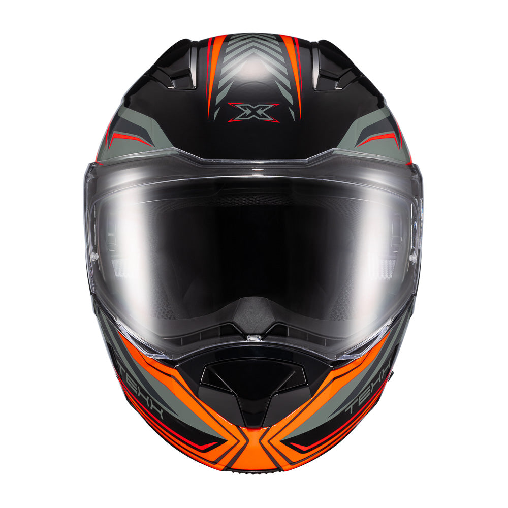 Capacete Texx Escamoteável Kratos Nomade Preto Laranja Cinza Brilho – foto 1