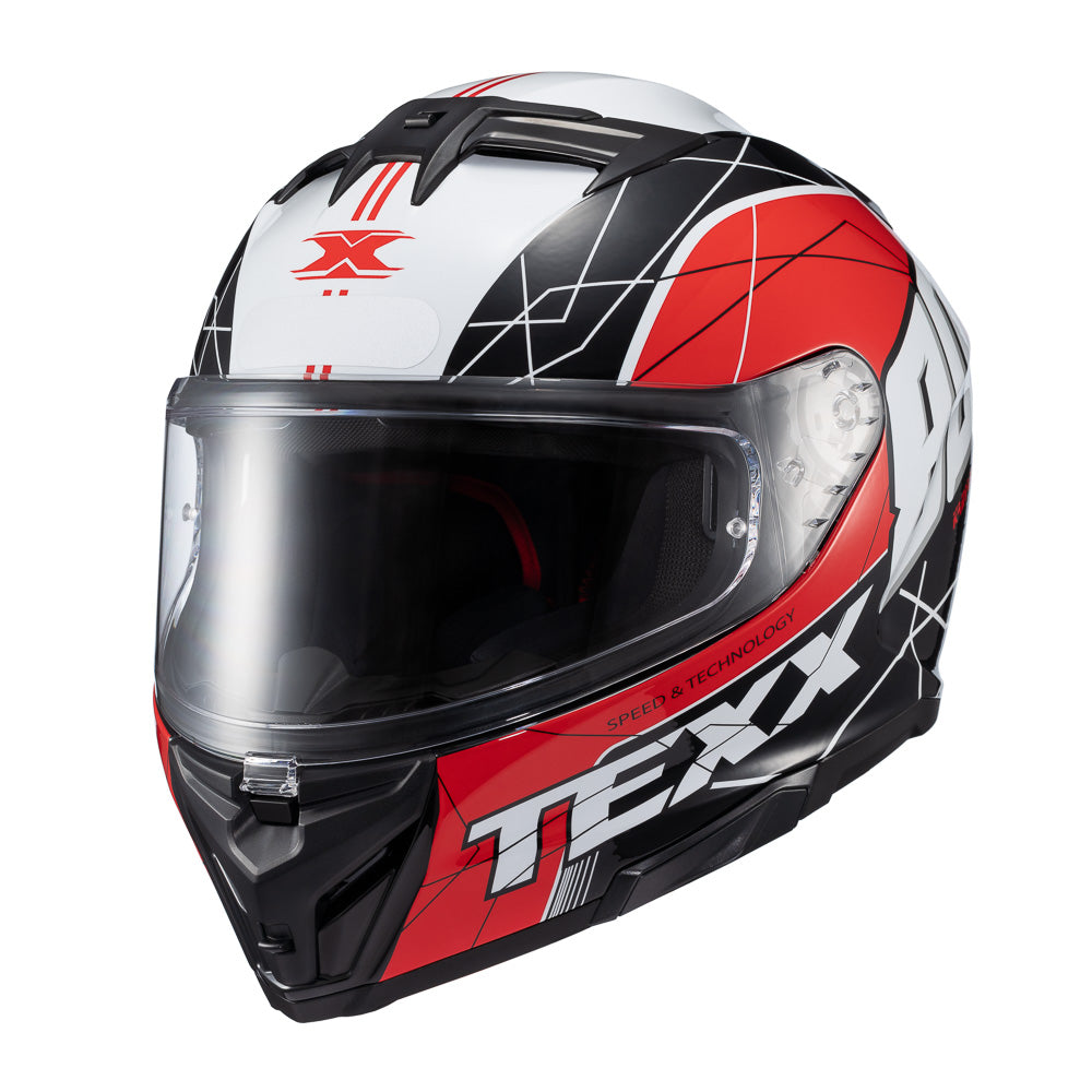 Capacete Texx Fecha Kaiman Vector Vermelho Preto Branco Brilho – foto 5