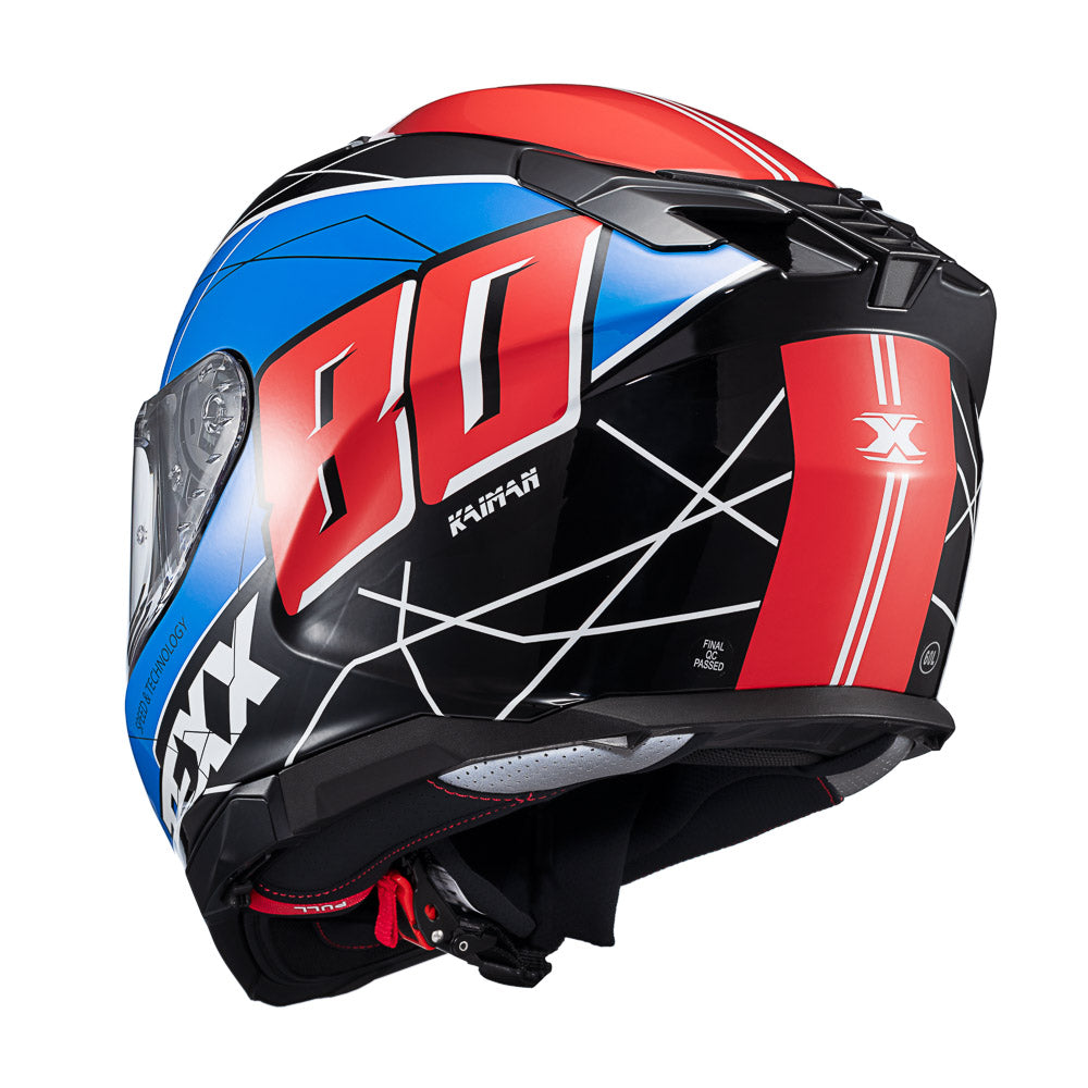 Capacete Texx Fecha Kaiman Vector Azul Vermelho Preto Branco Brilho – foto 10