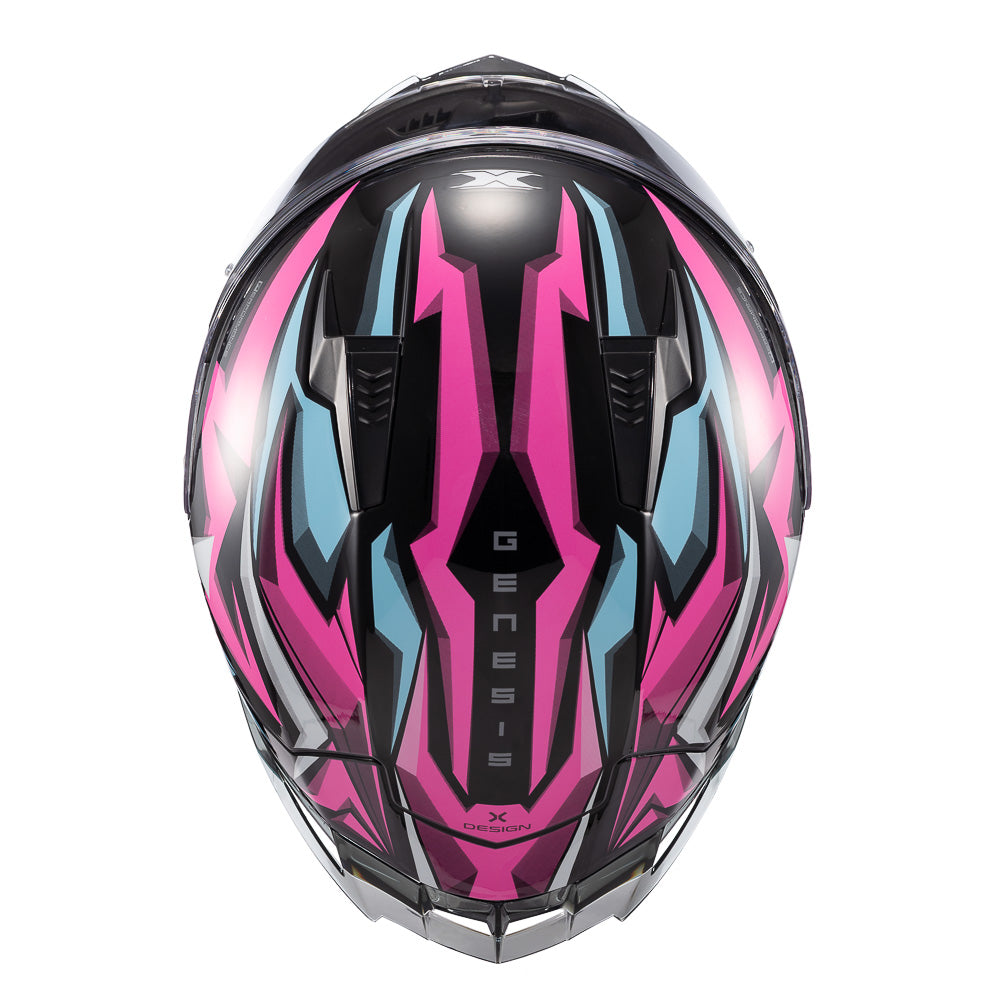 Capacete Texx Fechado Raptor Genesis Azul Rosa Branca Brilho – foto 7