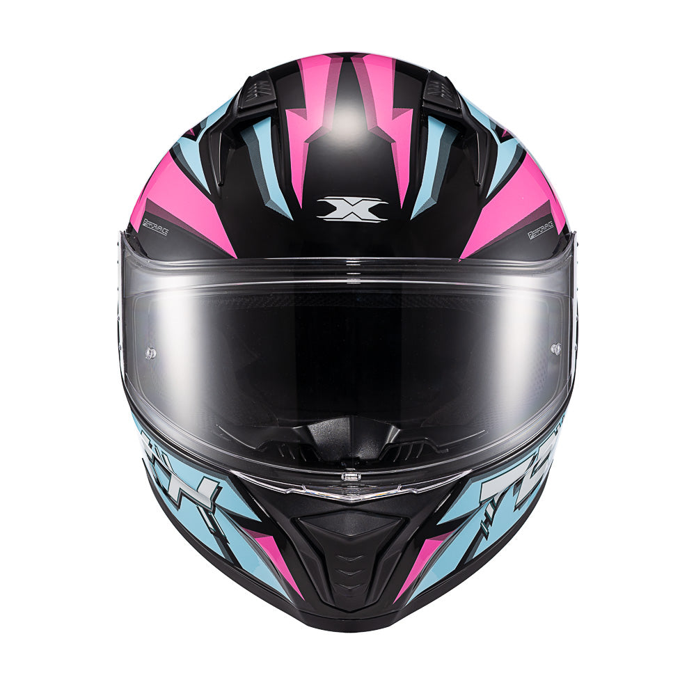 Capacete Texx Fechado Raptor Genesis Azul Rosa Branca Brilho – foto 8